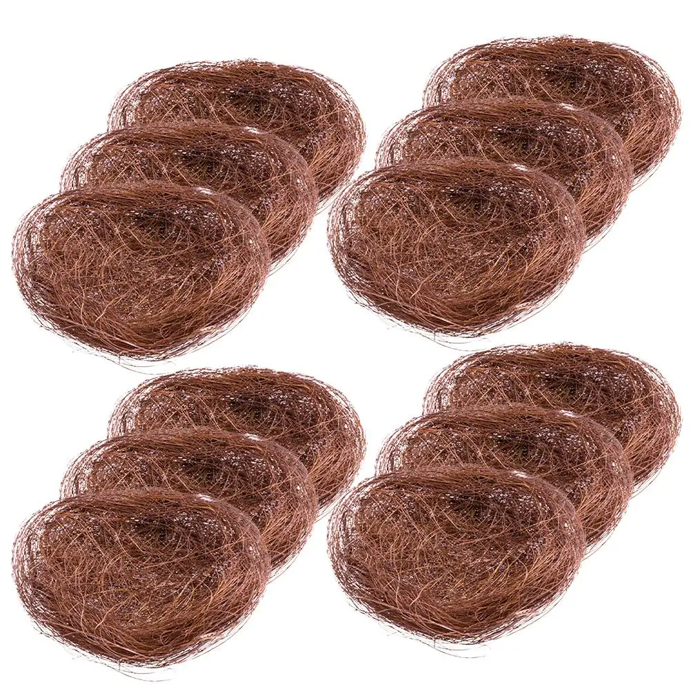 

12 Pcs Bird's Nest Plate Decoration Feeder The Moss Landscape for Crafts Birdcage Hemp Silk Travel Micro Ornament