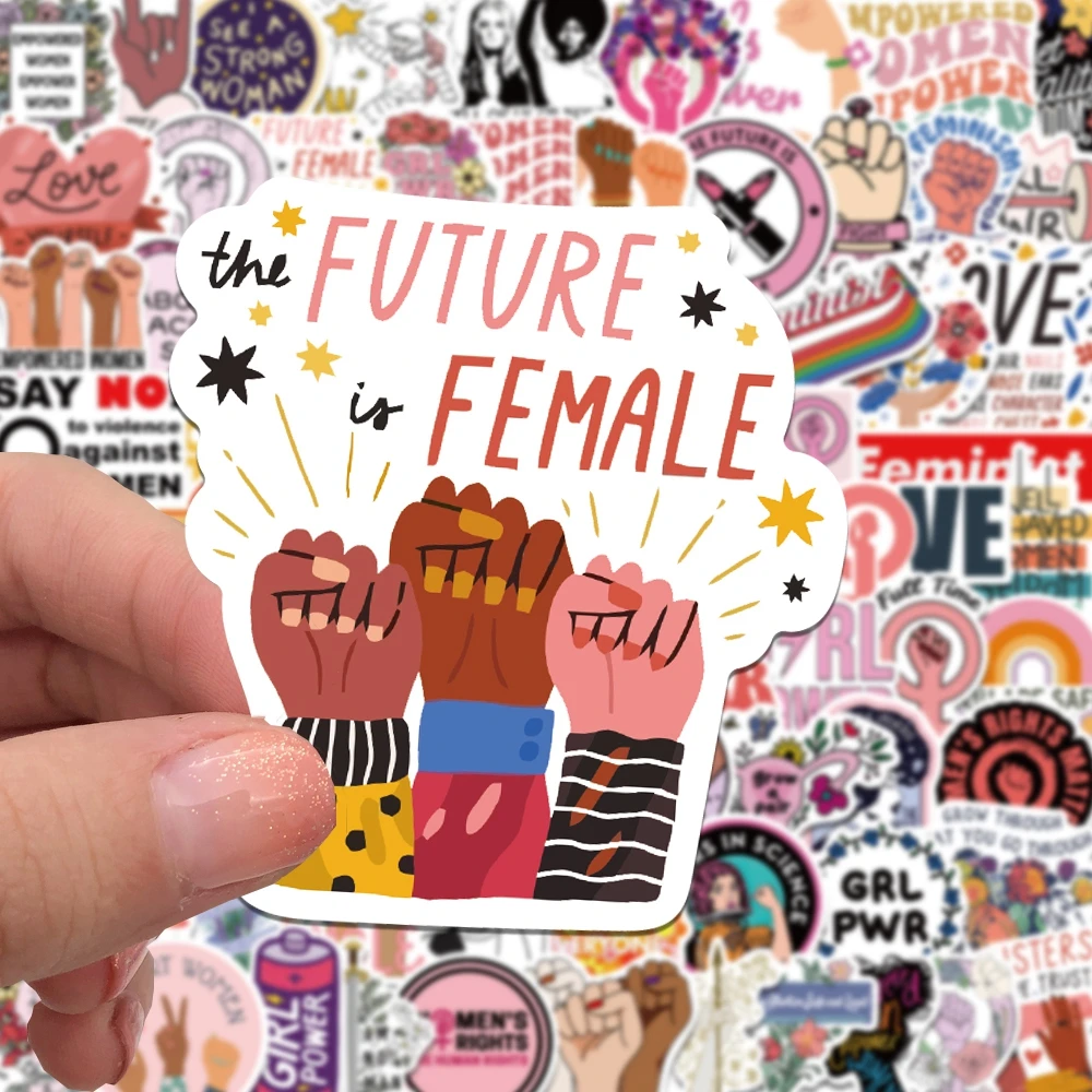 50/100pcs Feminist Stickers Girly Girl Power Indie Mirror Stickers Women Awareness Girl Sticker for Laptop Skateboard Luggage