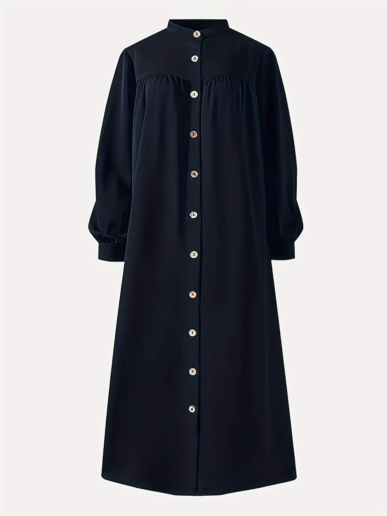 

Elegant Pure-Color Round-Neck Single-Breasted Loose Dress Casual Daily Travel 2026 Fashion Comfortable Fit Women's Dress
