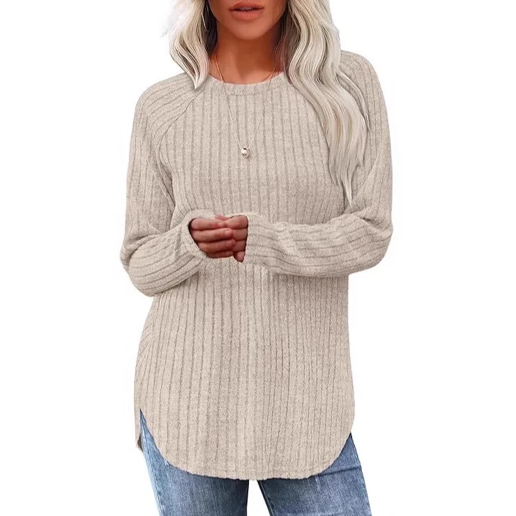 Modieus woon-werkverkeer Veelzijdige dames gebreide tops Herfst Winter Nieuwe casual effen kleur Ronde hals Lange mouw Losse trui