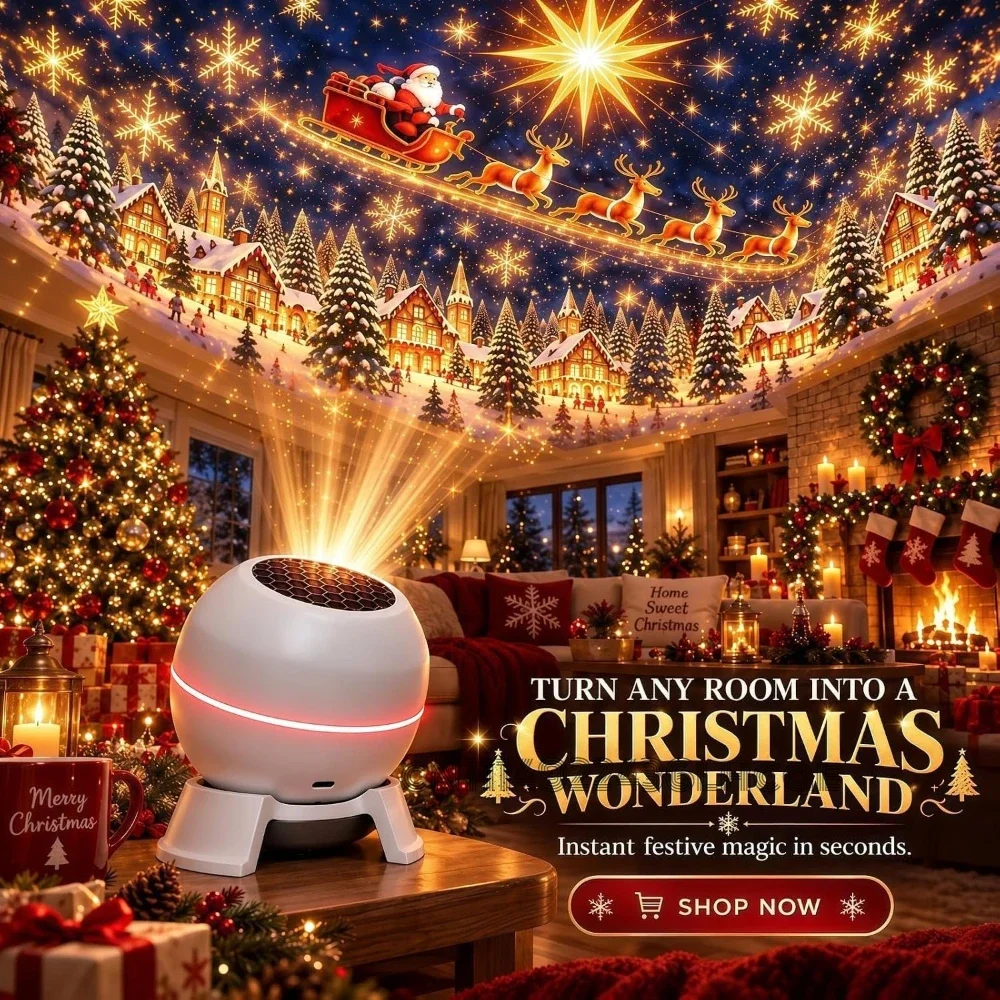 Magical Christmas Projection Night Light,USB Christmas Projector Indoor,Magical Christmas Projection Night Light Holiday Room