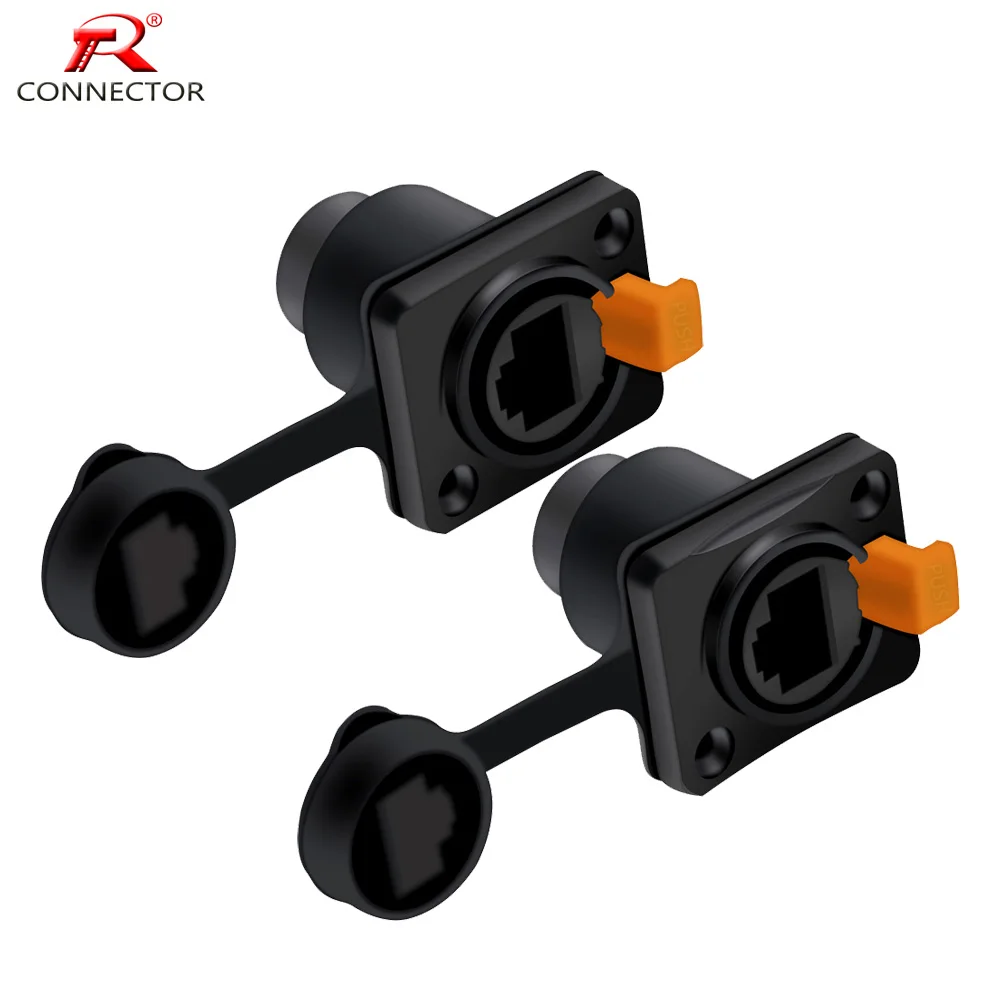 50pcs 8P8C RJ45 Waterproof Connector Female Panel Mount Sockets RJ45 Ethernet Connector IP65 Straight RJ45 Type
