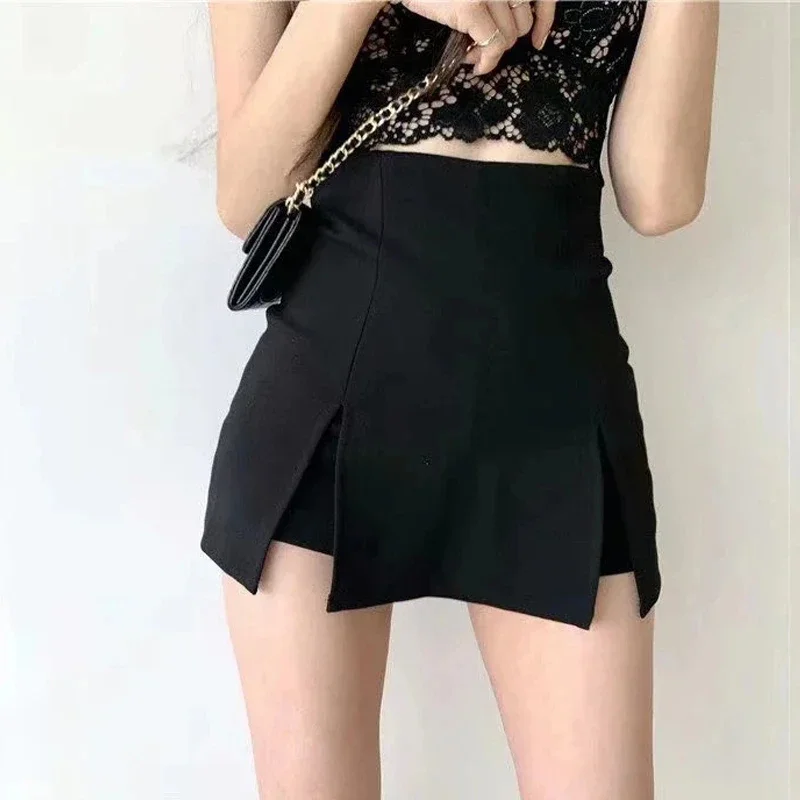 Sexy Split Shorts Skirt Women's Office Ladies Suit Skirt Summer New Black Mini A-line Pants Skirt High Waist Wide Leg Shorts