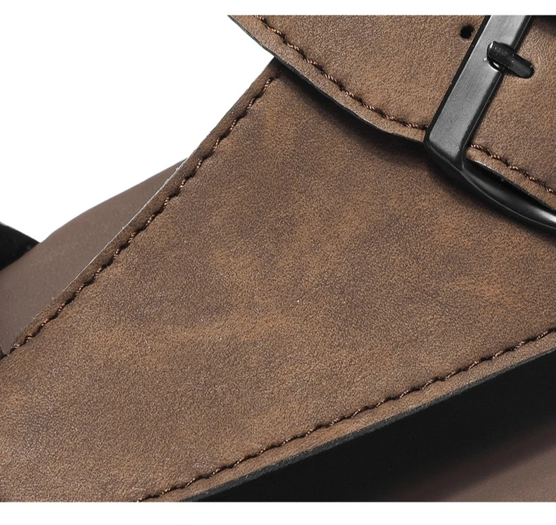 Echtleder-Sandalen für Herren, modische Flip-Flops, bequeme Herren-Strandschuhe für den Außenbereich, hochwertige Herren-Hausschuhe mit weicher Sohle, Übergröße – Detail 4