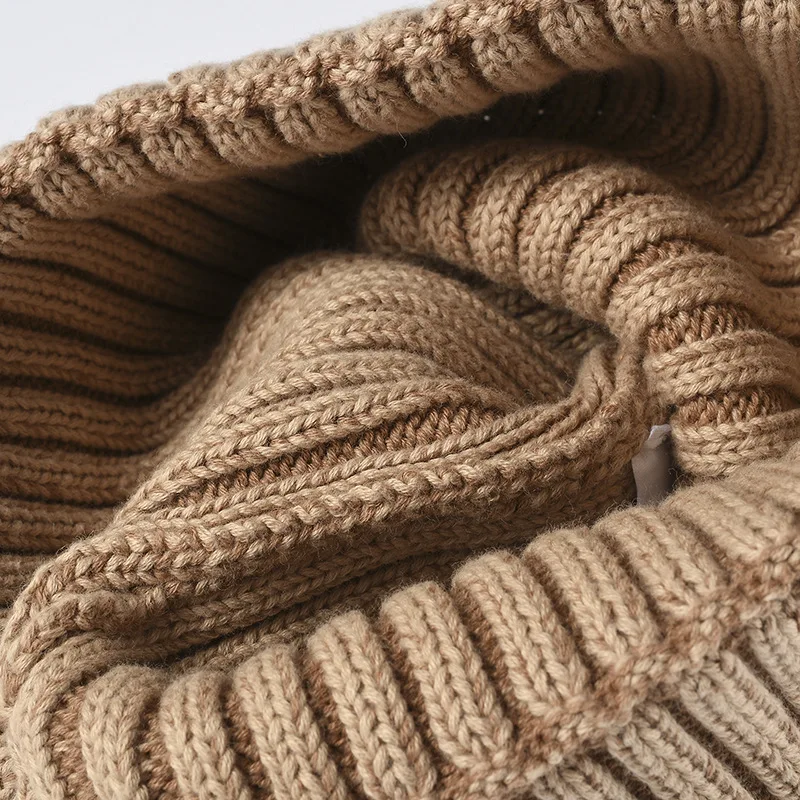 Cotton Cap Beanie Women Men Ribbed Knitted Hat Autumn Winter