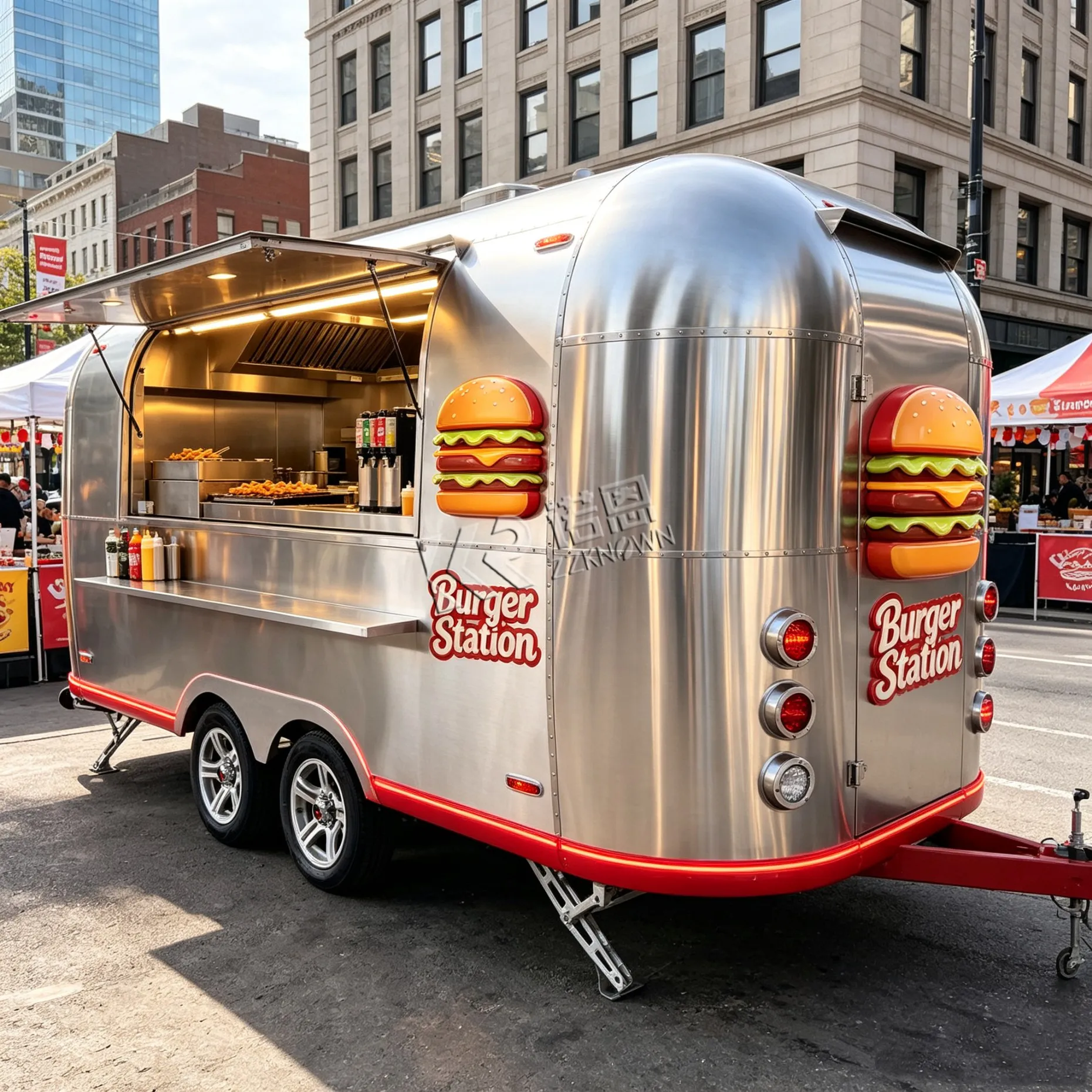 European Street Food Trailer Fully Equipped Mobile Restaurant Popcorn Concession Trailers Catering Food Truck
