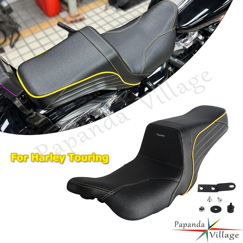 Motorcycle 2-Up Step-Up Seat Gel Pad Cushion For Harley Touring Street Glide Road Glide Road King Electra Glide 2008-2025