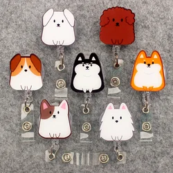 Soporte de insignia retráctil de perro lindo, tarjeta de nombre de 7 colores, exhibición de carrete, Enfermera, estudiante, niño, niña, uso de tarjeta de pecho, nuevo modelo
