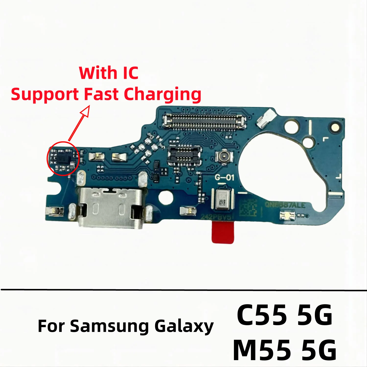 Placa de conector de base de carga USB, Cable flexible de puerto de carga para Samsung Galaxy M55 5G SM-M556B