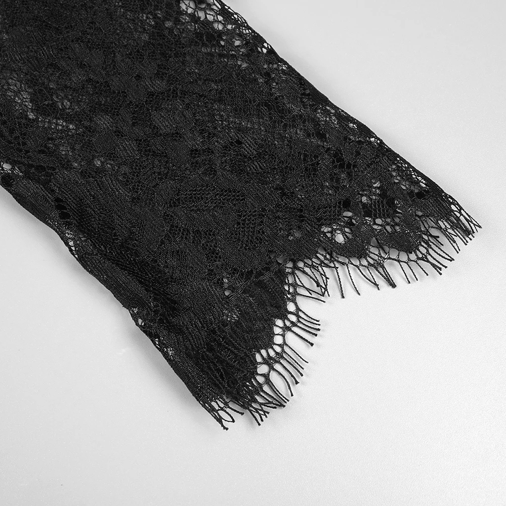 VC élégant Sexy noir paillettes perle dentelle-transparent manches longues robe sirène pour événement formel robe de dîner