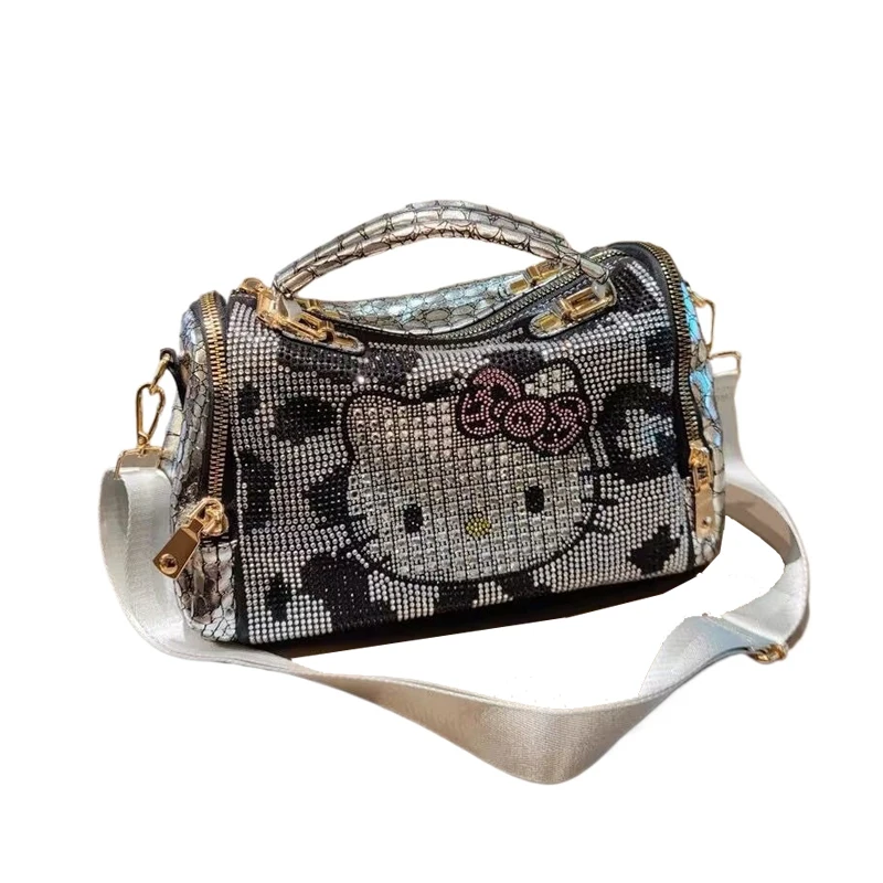 

Sanrio Luxury Shoulder Bag and Handbag for Women Girl Kawaii Crystal Diamond Decoration Top Quality Tote Portable PU Leather