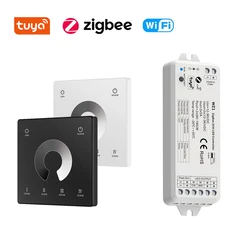 2CH Tuya Zigbee WiFi Led Controller 12V 24V Dimmer CCT WW/CW Single Color Strip Control Touch Remote per Alexa Google/APP/Voice