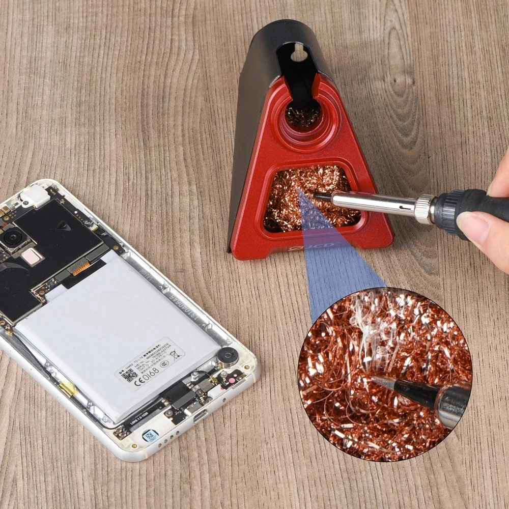 Heat-Resistant Soldering Iron Holder with Copper Wire Tip Cleaner Multifunctional Soldering Iron Stand for Electronics Repair