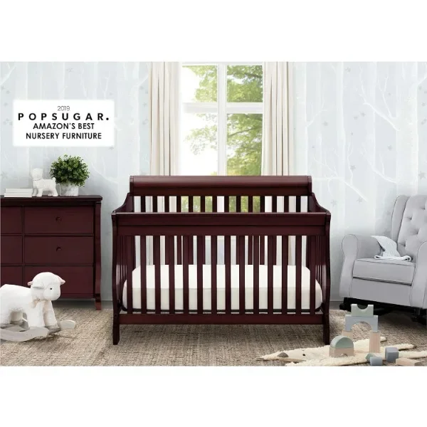 Delta Children Canton 4-in-1 Convertible Crib - Easy to Assemble, Espresso Cherry