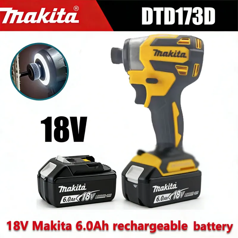 

Аккумуляторный бесщеточный дрель-шуруповерт Makita 18В Li-ion 6.0Ач DTD173 для домашнего ремонта и DIY-проектов