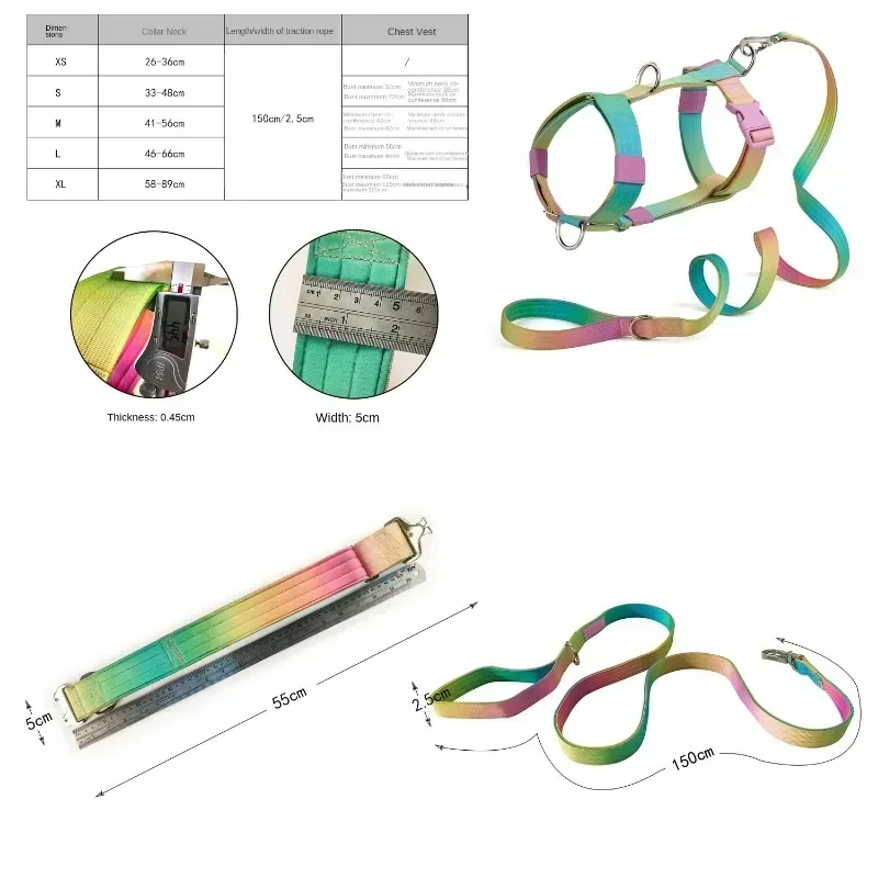 5MM Dog Leash Set Gradual Change Double Nylon Collar Medium and Large Dog Pet Supplies Training Rope Big Dog Accessories