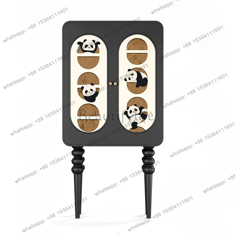 

French antique storage cabinet living room bedroom solid wood high-footed locker premium painted cartoon locker