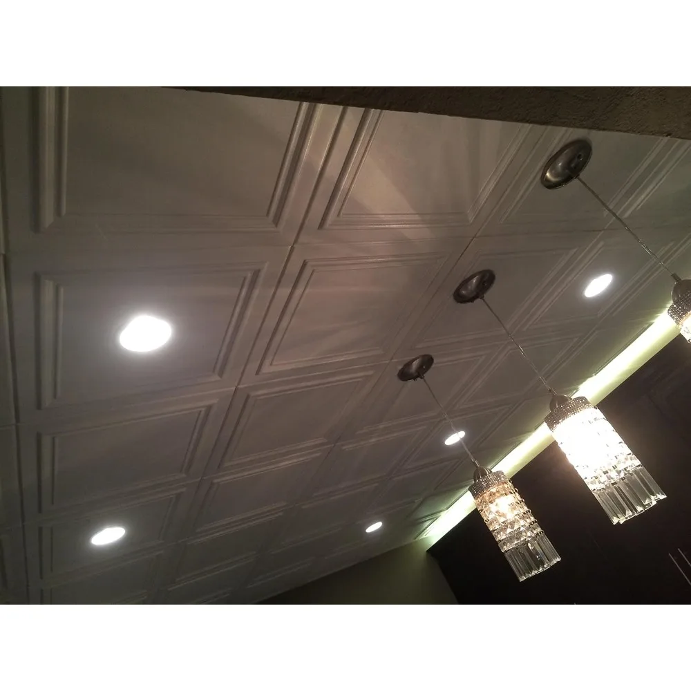 ポリスチレン天井タイル（ポップコーンを覆うため）（96枚入り）。 塗りやすい。 簡単なDIY接着剤の塗布。