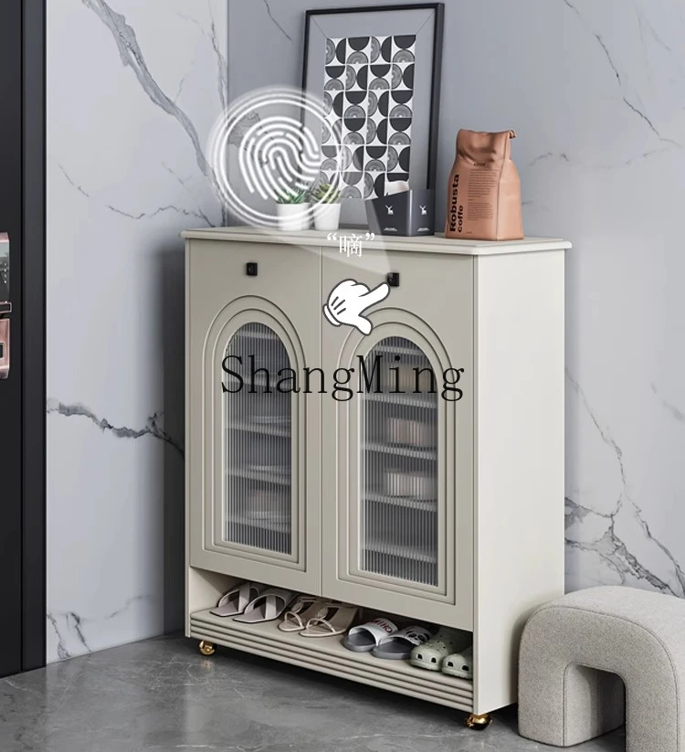 

ZYY Cream Wind Door Shoe Cabinet Outdoor Aisle Elevator Door Large Capacity Multi-layer Entrance Cabinet