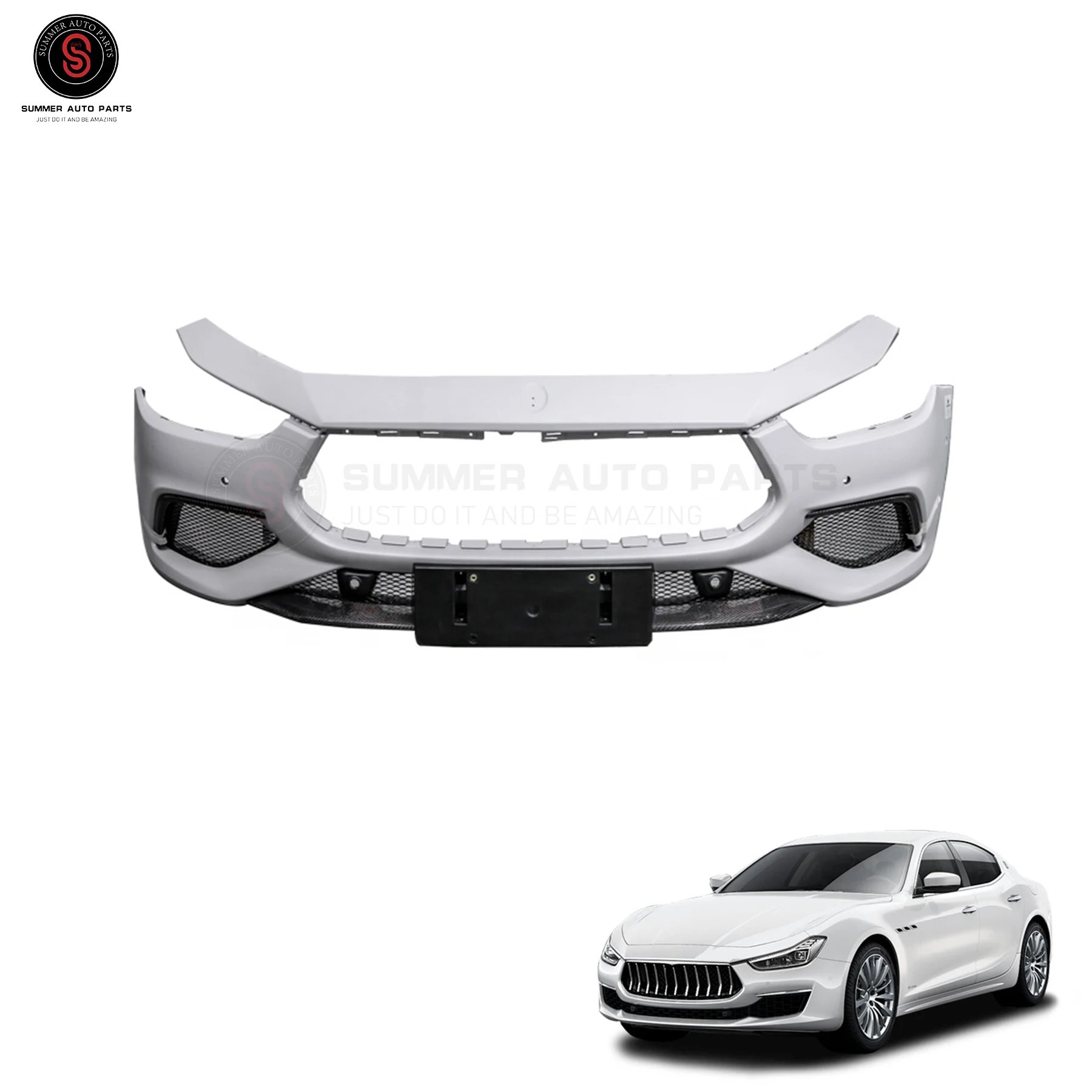 Summer auto parts car body kits front grille side skirt bumper with carbon fiber rear lip for maser ghibli