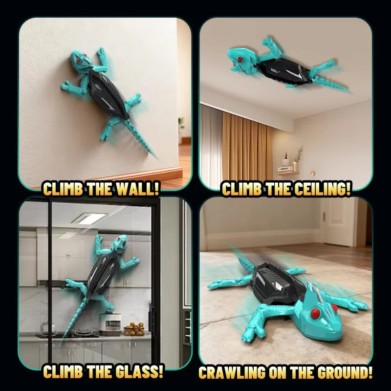 Giocattolo lucertola rampicante da parete RC: giocattolo natalizio virale, design simulato, gioco multi-scena, luci a LED, regalo per bambini e amanti delle scherzi