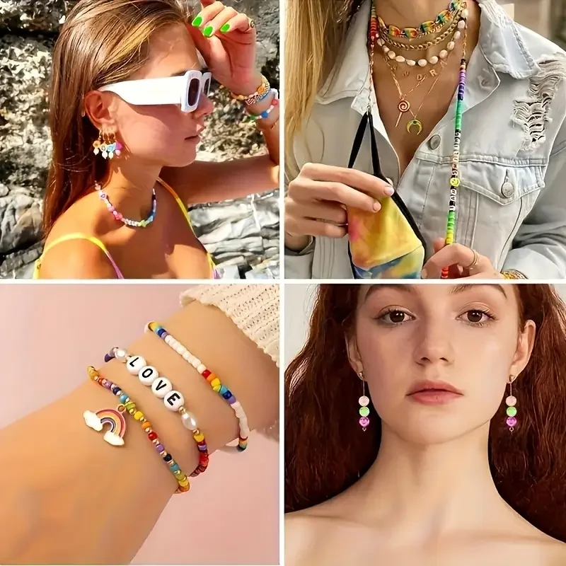 مجموعة أدوات صنع الأساور الأنيقة من SHUYU مع خرز المهر، وخرز طين بوليمر زهرة الفاكهة، وخرز الأبجدية - أقراط وحرف فنية يمكنك صنعها بنفسك #5