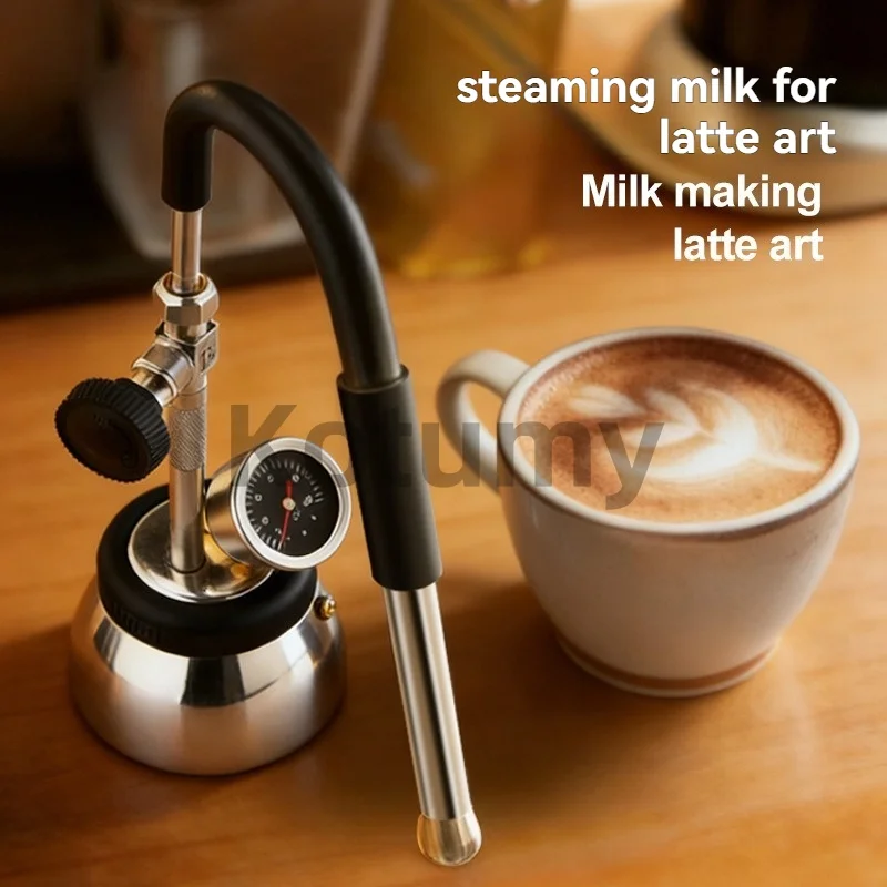 300ML Stainless Steel Steam Coffee Pot, Stronger Steam Milk Frother for Latte Steam Milk Foam Latte Maker - view 4