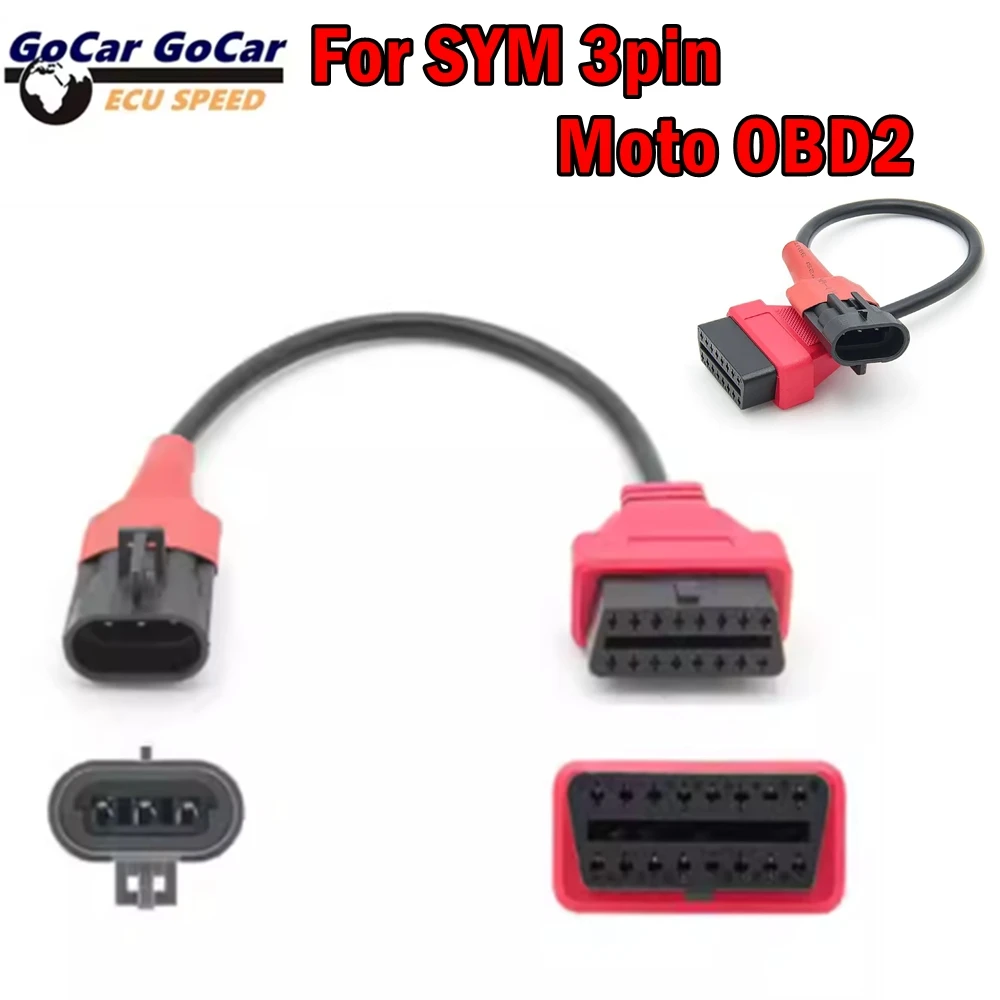 

Новейший диагностический удлинительный кабель OBD для SYM 3 PIN для sym 3Pin к OBD2 16-контактный адаптер OBD разъем мотоцикла для SYM