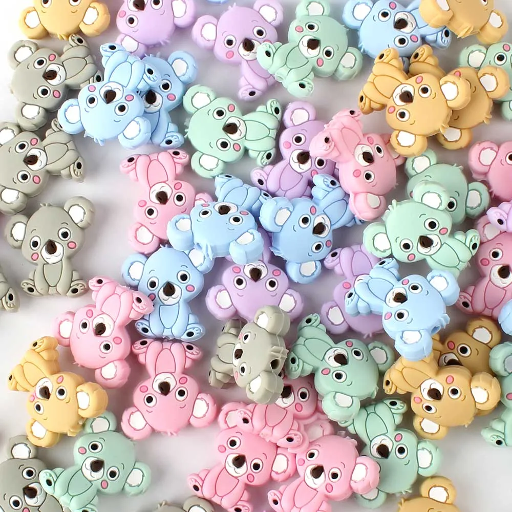 

5/20/50pcs Mini Koala Baby Silicone Beads BPA Free Baby Teethers Teething Toys Silicone Bead For DIY Pacifier Clips Chain Making