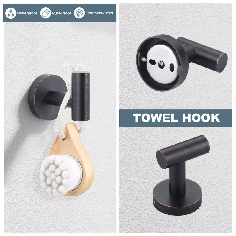 Stainless Steel Wall Mounted Toilet Paper Holder Bathroom Tissue Roll Stand with Towel Ring Modern Bath Accessory Set for