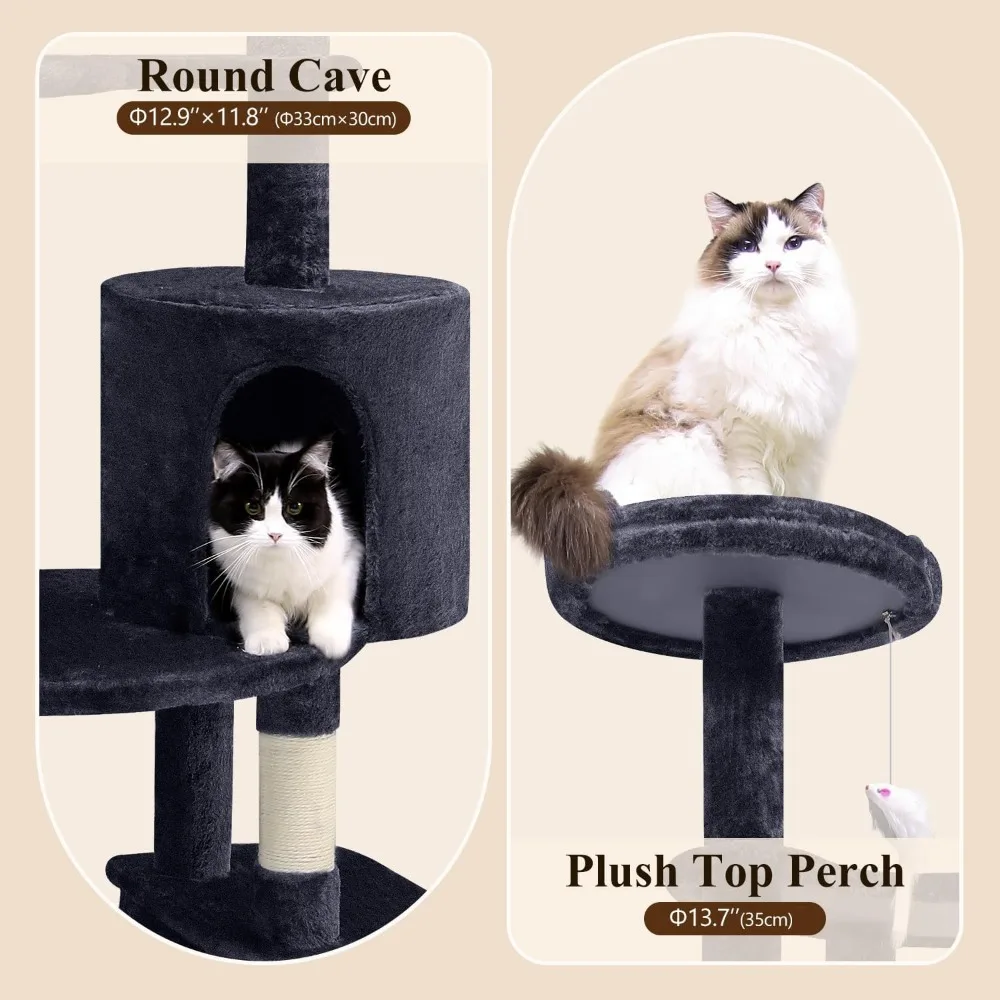 Tall Cat Tree Tower for Large Cats | 81in Multi-Level Activity Center for Multi-Cat Homes with Hammock, Cozy Perches