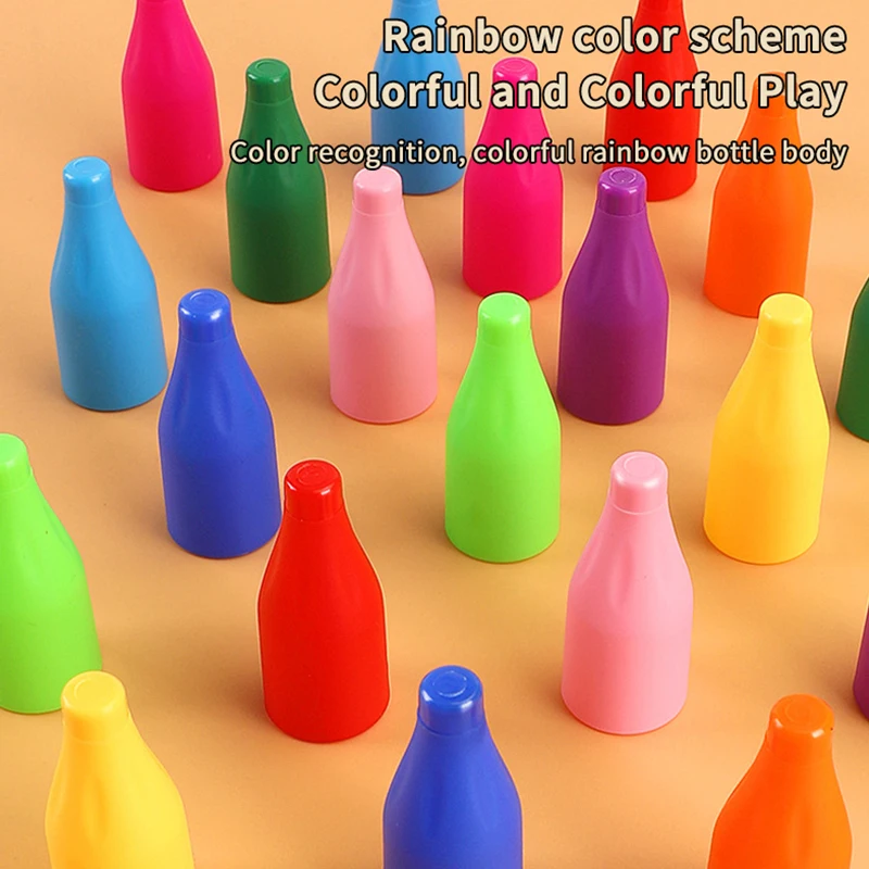Children's Fun Beverages Color Match Toys 10/20bottles + Base,Early Childhood Guessing Memory Training Interactive Puzzle