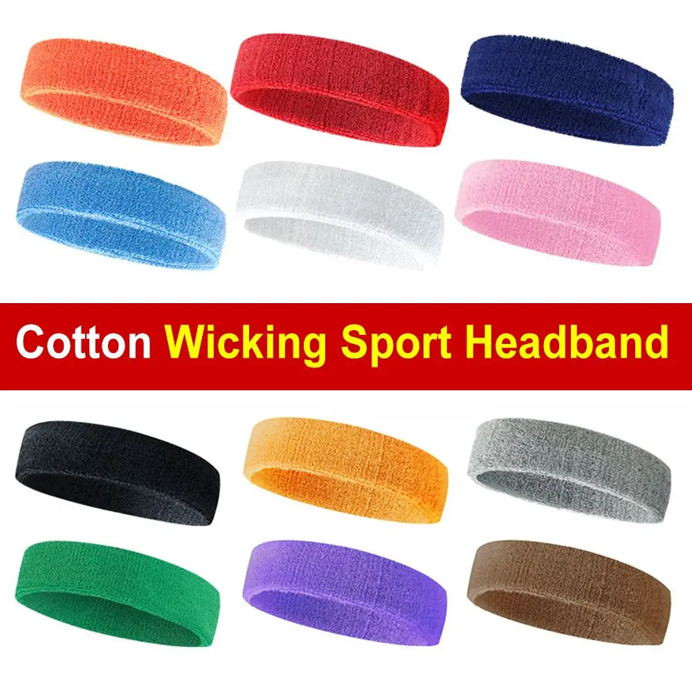 Terry Cloth Moisture Wicking For Yoga, Gym, Workout Sports Headbands Athletic Sweat Bands Cotton Sweatband Elastic Hair Bands