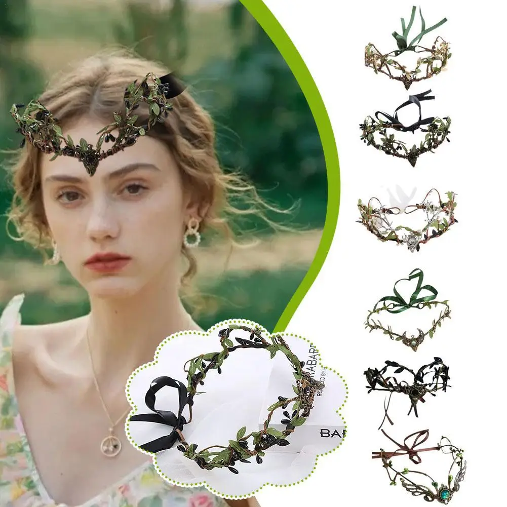 Corona de elfo Tiara de elfo, tocado de vid, diadema de bruja de hadas, diadema gótica, vestido de bosque, accesorios para el cabello de boda nupcial