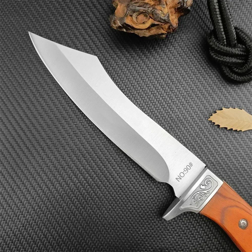 Hunting Portable BK Tactical Fixed Blade Knife 440C Steel Blade Color Wood Handle with Leather Sheath Combat Rescue EDC Knives