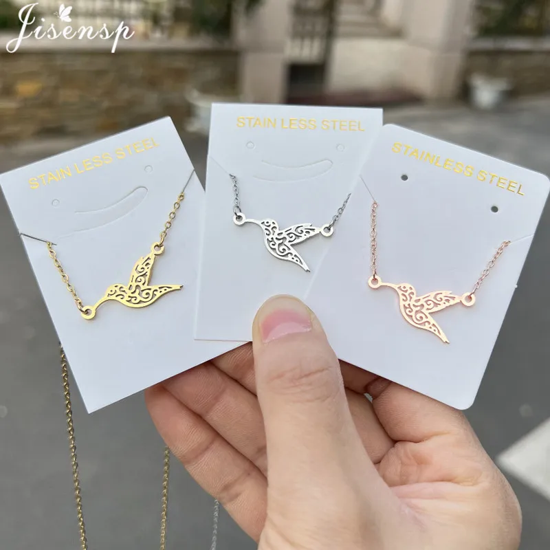 Cute Hummingbird Stainless Steel Necklaces for Women Long Chain Swallow Jewelry Simple Necklace Animal Choker Girls Collares