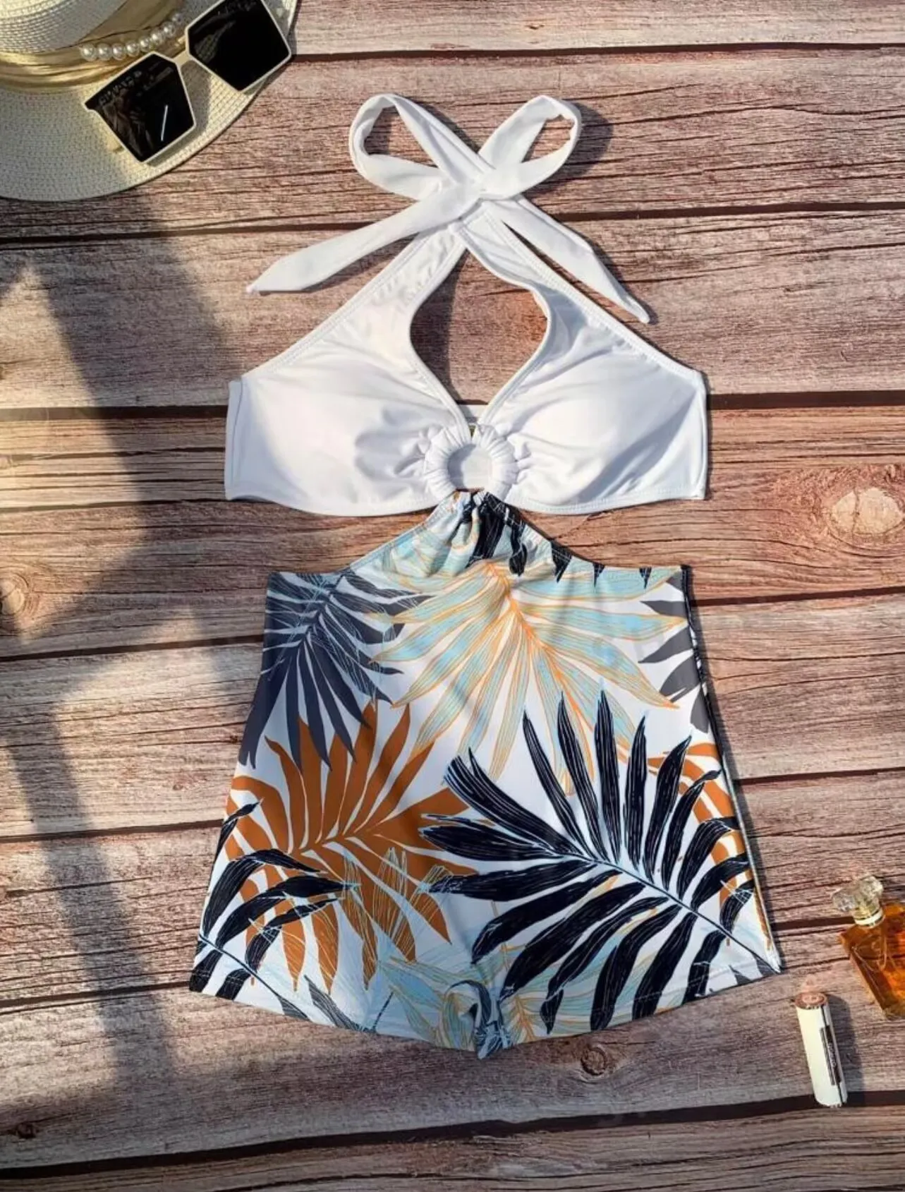 Swimsuits 2025 Woman Trend Summer V Neck Backless Solid Halter Bikinis Sexy Beachwear Two Piece Suit Swimwear Women Clothes Ropa