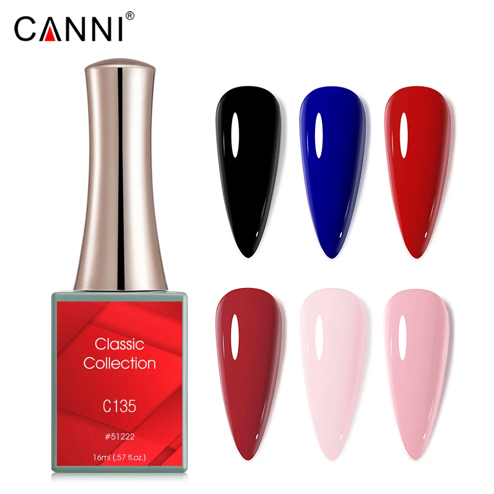 CANNI classic Pure Black Nail Gel Polish Super Long Wear Diamond Tempered Top Coat Nude Jelly Pink China Red Color vernice Gel