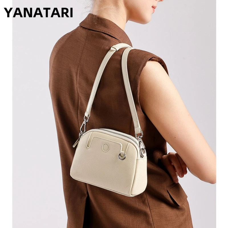 YANATARI Genuine Leather Woman Bag Cowhide Shoulder Bag Soft Leather Minimalism Luxury Bags Womens High Quality Crossbody Bag