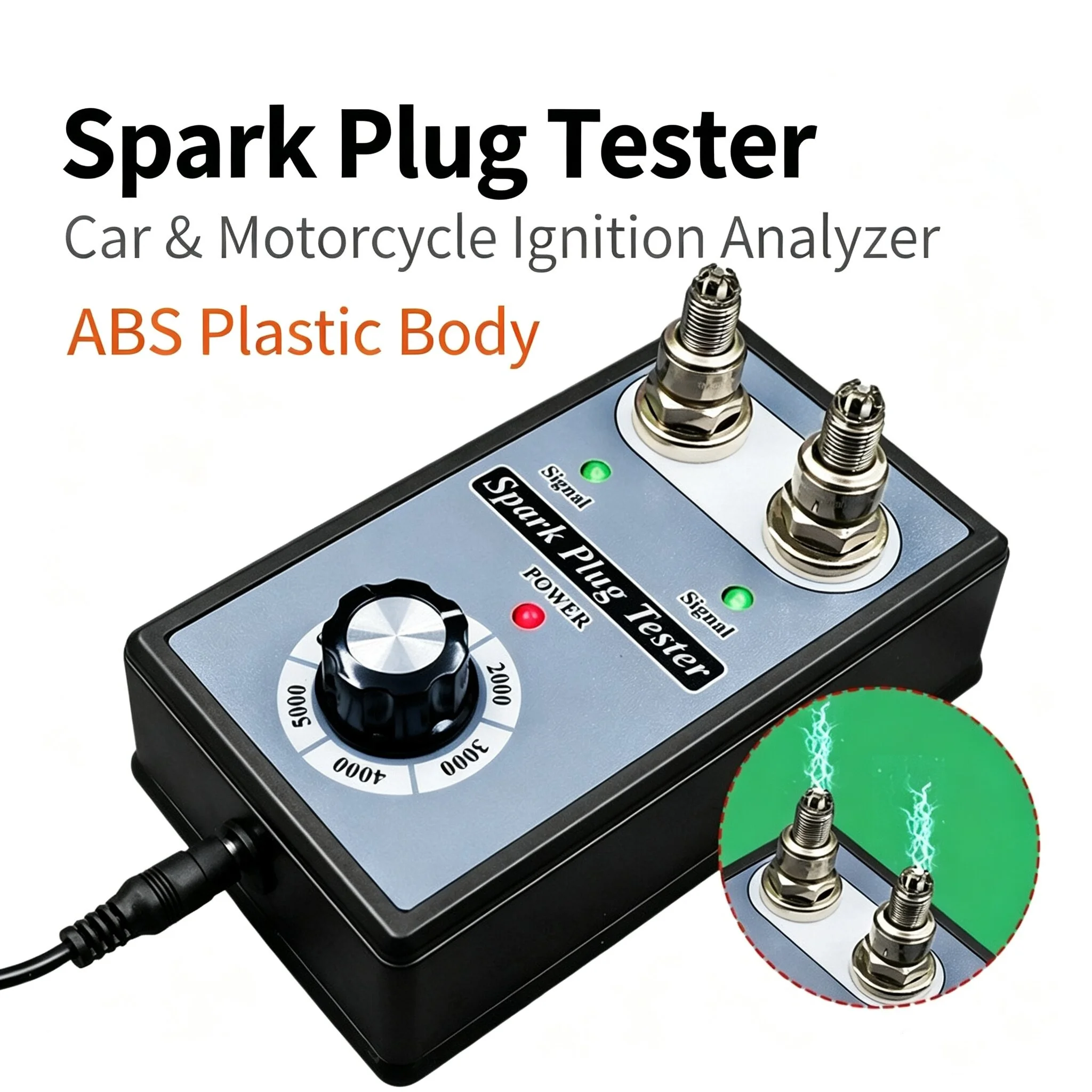 12V Dual‑Hole Spark Plug Tester Adjustable Ignition System Tester Detector Analyzer for Car Motorcycle Auto Repair Tool