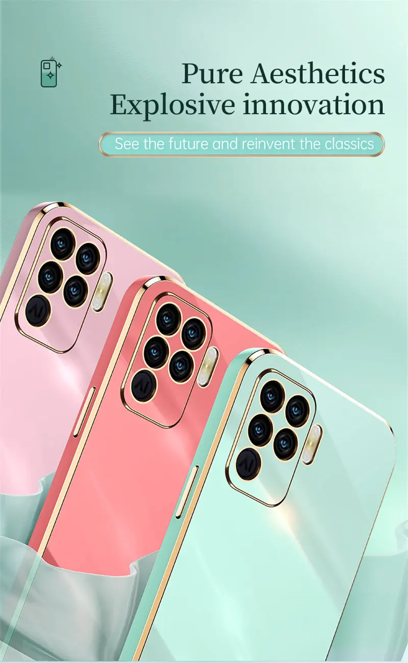 Oppo F19 Pro CPH2285 Case Plating Bumper Silicone TPU Back Cover Shockproof Phone Case for Oppo F19 Pro F19Pro TPU Shell Cover