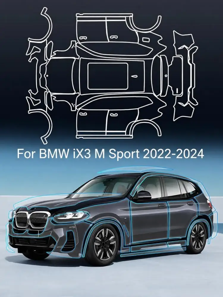 8.5Mil TPU Bumper Paint Protection Film For BMW iX3 M Sport 2022-2024 Pre-cut PPF Kit Clear Bra Car Body Anti-Scratch Resistant