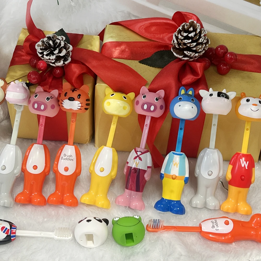 Baby Retractable Toothbrush Cute Cartoon 1PC Animal Shape Soft Toothbrush Kids Dental Oral Care Brush Tool Training Toothbrushes