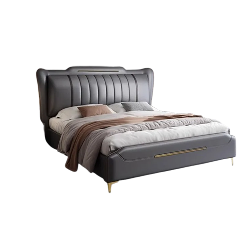 Storage Wood Base Double Bed Frame Design Rustic Modern Mattress Double Bed Luxury Cheap High Cama Twin Bedroom Furniture Set