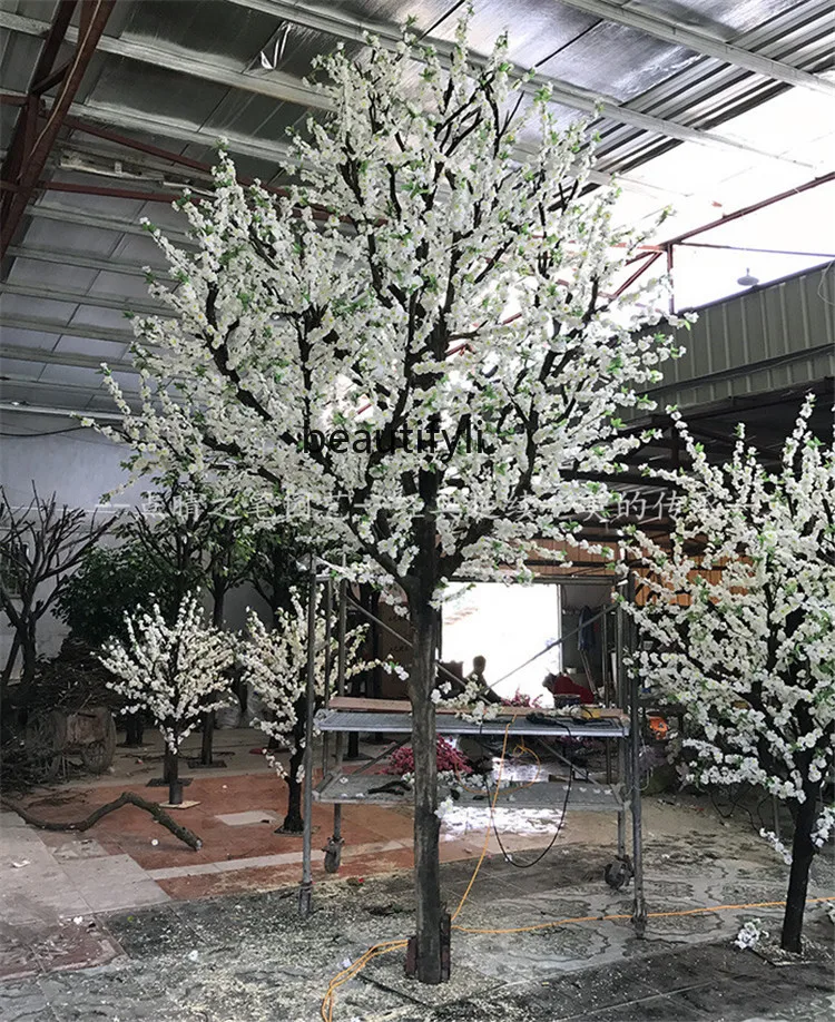 Simulation Pear Flower Tree Large Decoration Shaped Tree Living Room Interior Cherry Blossom Happiness Fake Trees Hotel