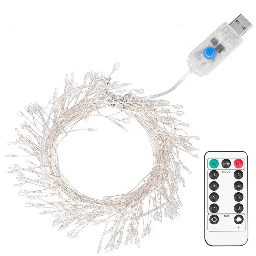 200LEDs alambre de cobre luces de jardín de hadas petardo alimentado por USB árbol de Navidad luces de cadena para fiesta boda decoración de Año Nuevo