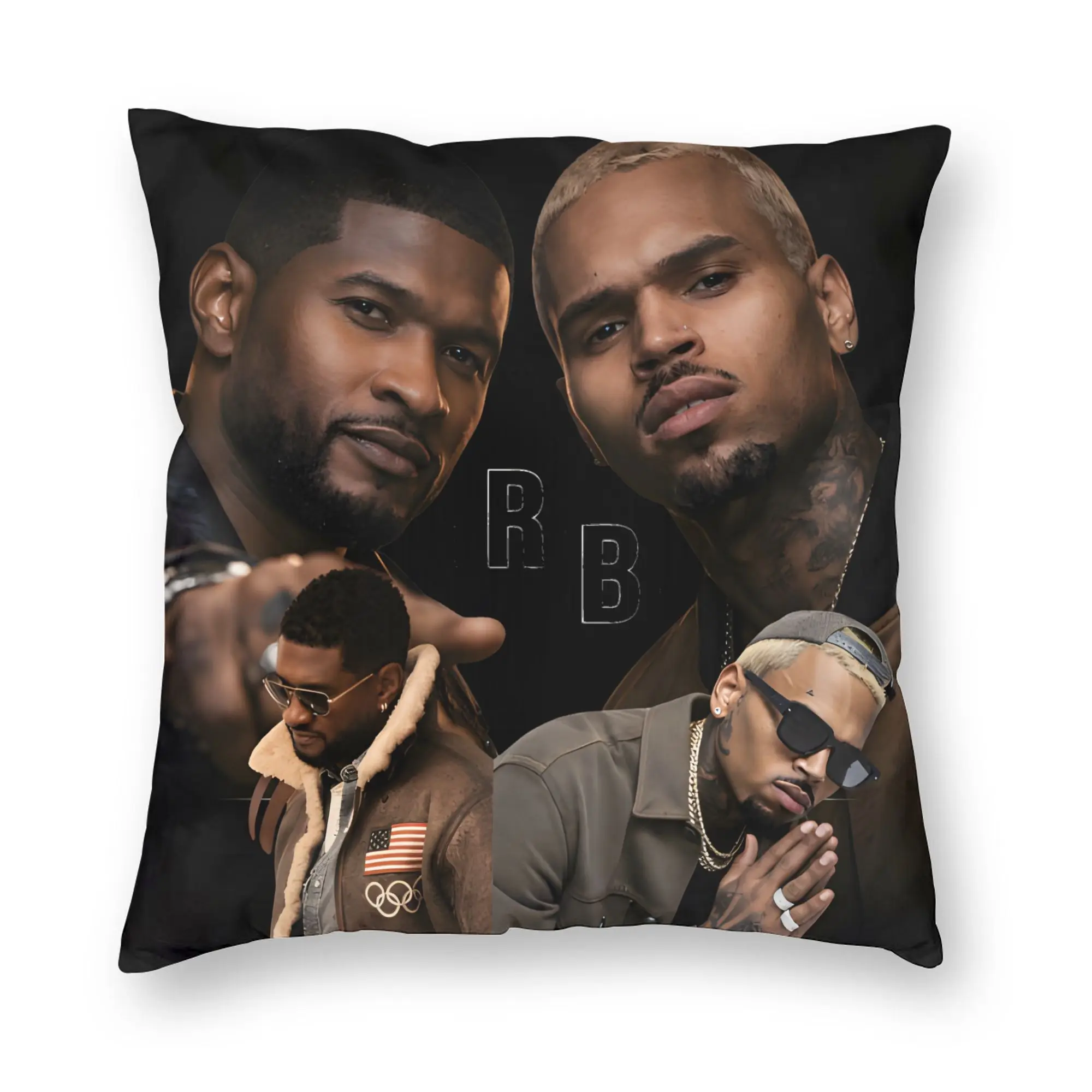 Pillow Case Chris Brown And Usher The Rb Tour Soft  Raymond And Brown Pillow Cover For Sofa Couch Bed Living Room Pillowcases