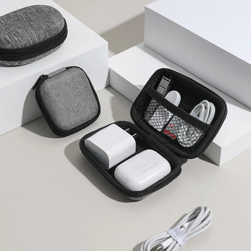Mini Portable EVA Storage Bag Pouch Carrying Bag Zipper Earphone Case For Airpod Earphone/Phone/Charging Cable Accessories