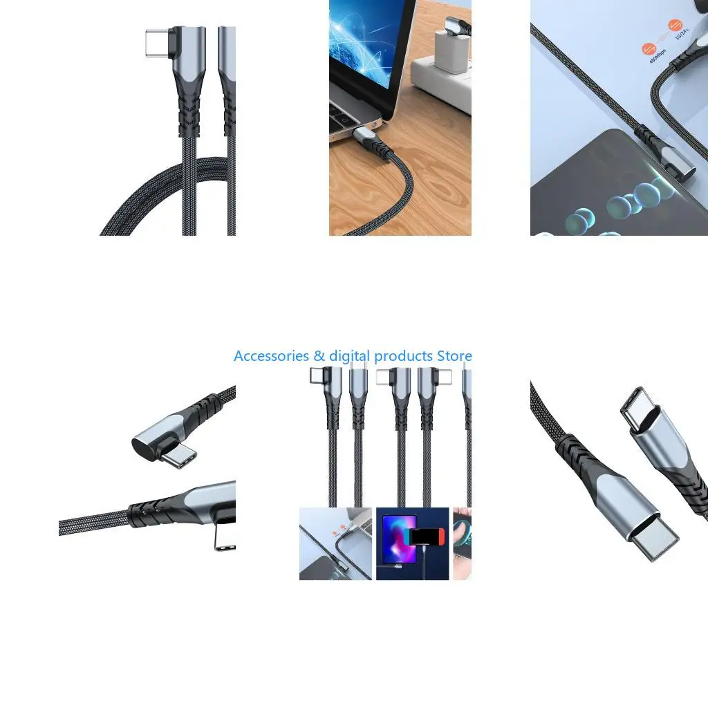 77JD Flat Flexible Right Angled 90 Degree Usb C Male to Type C Charging Data Cable