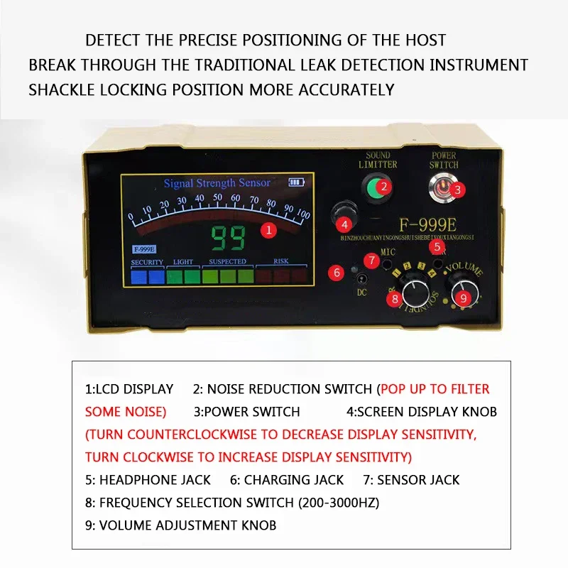 

2025 hot sale F999E Water Pipe Fire Water Pipe Indoor Floor Heating Leakage Detector High-precision Leak Listening